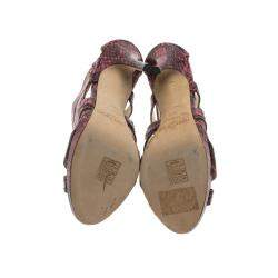 Jimmy Choo Pink Python Collar Platform Sandals Size 36.5