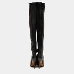 Pre Owned Jimmy Choo Black Leather Knee Length Boots Size 40