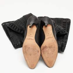 Pre Owned Jimmy Choo Black Leather Knee Length Boots Size 40