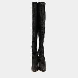Pre Owned Jimmy Choo Black Leather Knee Length Boots Size 40