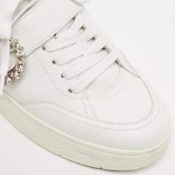 Pre Owned Jimmy Choo White Leather Low Top Sneakers Size 36