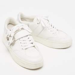 Pre Owned Jimmy Choo White Leather Low Top Sneakers Size 36