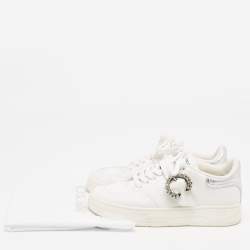 Pre Owned Jimmy Choo White Leather Low Top Sneakers Size 36