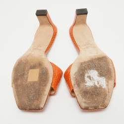 Pre Owned Jimmy Choo Orange Python K-Slide Sandals Size 37