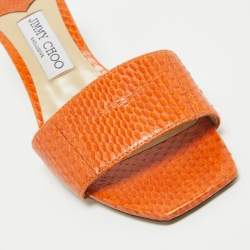 Pre Owned Jimmy Choo Orange Python K-Slide Sandals Size 37