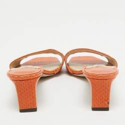 Pre Owned Jimmy Choo Orange Python K-Slide Sandals Size 37