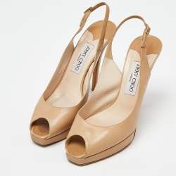 Jimmy Choo Beige Leather Platform Pumps Size 39