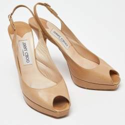 Jimmy Choo Beige Leather Platform Pumps Size 39