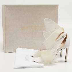 Pre Owned Jimmy Choo White Canvas Aveline Ankle Strap Sandals Size 35