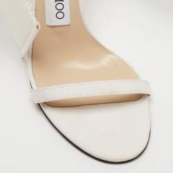 Pre Owned Jimmy Choo White Canvas Aveline Ankle Strap Sandals Size 35
