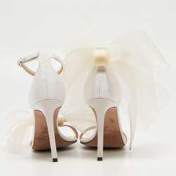 Pre Owned Jimmy Choo White Canvas Aveline Ankle Strap Sandals Size 35