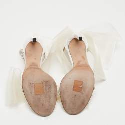 Pre Owned Jimmy Choo White Canvas Aveline Ankle Strap Sandals Size 35