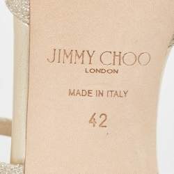 Pre Owned Jimmy Choo Silver Glitter Ankle Strap Sandals Size 42