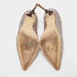 Pre Owned Jimmy Choo Pink Coarse Glitter Romy Pumps Size 38.5