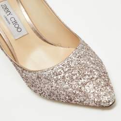 Pre Owned Jimmy Choo Pink Coarse Glitter Romy Pumps Size 38.5