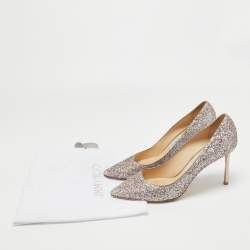 Pre Owned Jimmy Choo Pink Coarse Glitter Romy Pumps Size 38.5