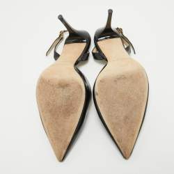 Pre Owned Jimmy Choo Black Patent Leather Tilly Slingback Pumps Size 39