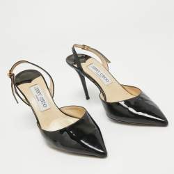 Pre Owned Jimmy Choo Black Patent Leather Tilly Slingback Pumps Size 39