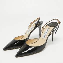Pre Owned Jimmy Choo Black Patent Leather Tilly Slingback Pumps Size 39