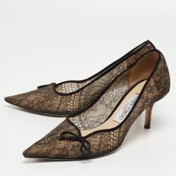 Pre Owned Jimmy Choo Black Lace Cibelle Pumps Size 37