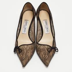 Pre Owned Jimmy Choo Black Lace Cibelle Pumps Size 37