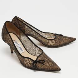 Pre Owned Jimmy Choo Black Lace Cibelle Pumps Size 37