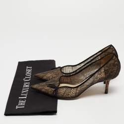 Pre Owned Jimmy Choo Black Lace Cibelle Pumps Size 37