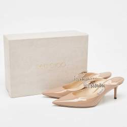 Pre Owned Jimmy Choo Dusty Pink Patent Leather Bing Mules Size 41