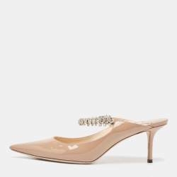Pre Owned Jimmy Choo Dusty Pink Patent Leather Bing Mules Size 41