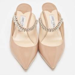 Pre Owned Jimmy Choo Dusty Pink Patent Leather Bing Mules Size 41