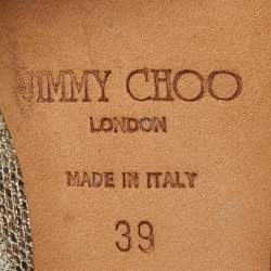 مملوكة مسبقًا Jimmy Choo Gold  Lurex Fabric Glitter Verity Peep Toe Sandals Size 39