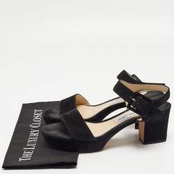 مملوكة مسبقًا Jimmy Choo Black Suede Platform Ankle Strap Sandals Size 41