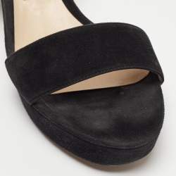مملوكة مسبقًا Jimmy Choo Black Suede Platform Ankle Strap Sandals Size 41