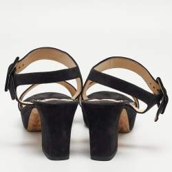 مملوكة مسبقًا Jimmy Choo Black Suede Platform Ankle Strap Sandals Size 41