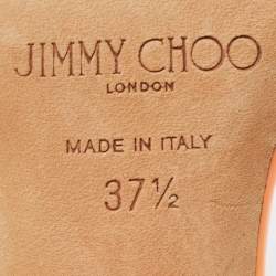 Pre Owned Jimmy Choo Orange Patent Leather Lance Sandals Size 37.5