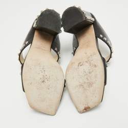 Jimmy Choo Black Leather Studs Embellished Mules Size 39