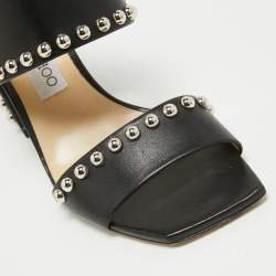 Jimmy Choo Black Leather Studs Embellished Mules Size 39