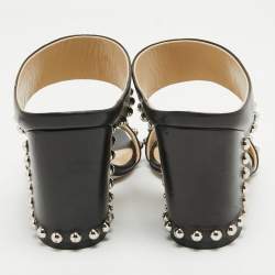 Jimmy Choo Black Leather Studs Embellished Mules Size 39