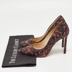 Jimmy Choo Pink/Black Lace and Mesh Pointed Toe Pumps Size 36