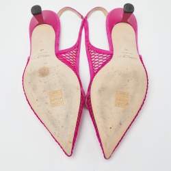 Jimmy Choo Pink Mesh and Suede Slingback Pumps Size 40