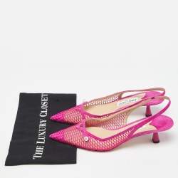 Jimmy Choo Pink Mesh and Suede Slingback Pumps Size 40