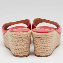 Pre Owned Jimmy Choo Pink Patent Leather Prima Espadrille Wedge Slide Sandals Size 41