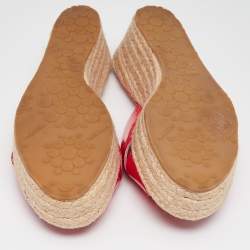 Pre Owned Jimmy Choo Pink Patent Leather Prima Espadrille Wedge Slide Sandals Size 41