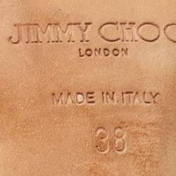 Jimmy Choo Black Laminated Suede Macy Ankle Strap Sandals Size 38