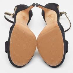 Jimmy Choo Black Laminated Suede Macy Ankle Strap Sandals Size 38