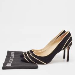 Pre Owned Jimmy Choo Black/Gold Suede and Leather Romy Pumps Size 38