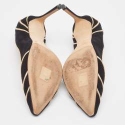 Pre Owned Jimmy Choo Black/Gold Suede and Leather Romy Pumps Size 38