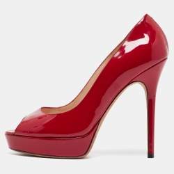 مملوكة مسبقًا Jimmy Choo Red Patent Leather Luna Pumps Size 38.5