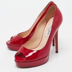 مملوكة مسبقًا Jimmy Choo Red Patent Leather Luna Pumps Size 38.5