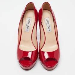 مملوكة مسبقًا Jimmy Choo Red Patent Leather Luna Pumps Size 38.5